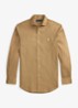 Custom fit overhemd in linnenblend met logo - Cafe Tan / Beige