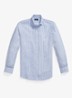 Custom fit overhemd in linnenblend met streepprint - Blue White / Blauw