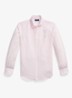 Custom fit overhemd in linnenblend met streepprint - Pink White / Roze