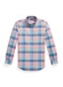 Custom fit overhemd met ruitdessin en logoborduring - Pink Blue / Roze