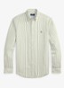 Custom fit overhemd met streepprint - White Garden Trail / Groen