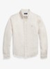 Custom fit overhemd van linnen met streepprint - Coastal Beige/White / Beige