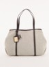 Emerie Extra Large shopper van canvas met leren details - Zwart