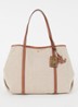 Emerie Extra Large shopper van canvas met leren details - Beige