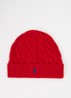 Fijngebreide muts met logo - Rood