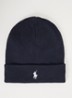 Fijngebreide muts met logo - Donkerblauw
