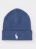 Fijngebreide muts met logoborduring  - Blauw