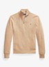 Fijngebreide pullover met halve rits en logoborduring - Camel Melange / Beige