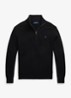 Fijngebreide pullover met halve rits en logoborduring - Polo Black/Tonal Purple / Zwart
