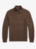 Fijngebreide pullover met halve rits en logoborduring - Nutmeg Brown Heather / Bruin