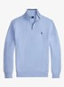Fijngebreide pullover met halve rits en logoborduring - Office Blue