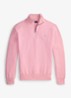 Fijngebreide pullover met halve rits en logoborduring - Carnation Pink Heather