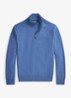Fijngebreide pullover van wol met halve rits - Blue Borage Heather / Blauw