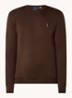 Fijngebreide pullover van wol met logo - Chocoladebruin