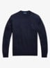 Fijngebreide pullover van wol met logo - Donkerblauw