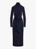 FIjngebriede midi jurk met col en strikdetail - Donkerblauw