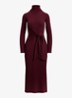 FIjngebriede midi jurk met col en strikdetail - Dark Garnet / Bordeauxrood