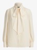 Georgette blouse met sjaalkraag en pofmouw - Creme