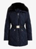 Gewatteerde jas met quilt patroon en ceintuur - Donkerblauw
