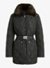 Gewatteerde jas met quilt patroon en ceintuur - Dark Moss / Groen