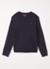 Grofgebreide pullover met logo - Donkerblauw