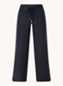 High waist loose fit pantalon van linnen - Lauren navy / donkerblauw