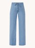 High waist loose fit pantalon van linnen - Pale azure / staalblauw