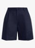 High waist straight fit korte broek in linnenblend - Lauren Navy / Donkerblauw