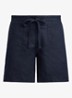 High waist wide fit korte broek van linnen - Lauren Navy / Donkerblauw