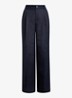 High waist wide fit pantalon in linnenblend - Donkerblauw