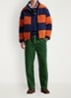 Jack van fleece met streepprint - Brght preppy orange / Oranje