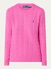 Julianna kabelgebreide pullover in kasjmieblend met logoborduring - Roze