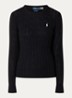 Julianna kabelgebreide pullover met logoborduring - Indigo