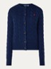 Kabelgebreid vest in kasjmier wolblend met logoborduring - Donkerblauw