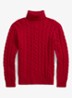 Kabelgebreide coltrui in kasjmierblend - Park Ave Red / Rood