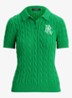 Kabelgebreide polo met logoborduring - Stem / Groen