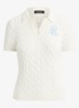 Kabelgebreide polo met logoborduring - Wit