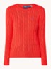 Kabelgebreide pullover met logoborduring - Oranjerood