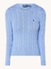 Kabelgebreide pullover met logoborduring - Lichtblauw