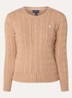 Kabelgebreide pullover met logoborduring - Lichtbruin