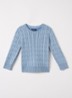 Kabelgebreide pullover met logoborduring - Lichtblauw