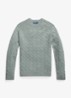 Kabelgebreide trui in alpacawolblend - Fern Green Heather / Groen