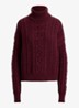 Kabelgebreide trui met col - Dark Garnet / Bordeauxrood