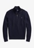 Kabelgebreide trui met halve rits - Donkerblauw