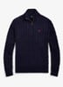 Kabelgebreide trui met halve rits - Donkerblauw