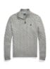Kabelgebreide trui met halve rits - Fawn Grey Heather / Grijs