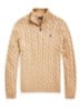 Kabelgebreide trui met halve rits - Camel Melange / Camel