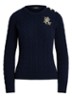 Kabelgebreide trui met logoborduring - Donkerblauw