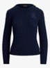 Kabelgebreide trui met logoborduring - Lauren Navy / Blauw