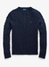 Kabelgebreide trui met logoborduring - Hunter Navy / Blauw